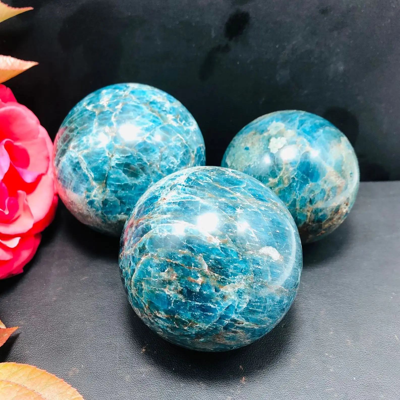 

8cm Natural Blue Apatite Stone sphere crystal reiki healing ball 1pc