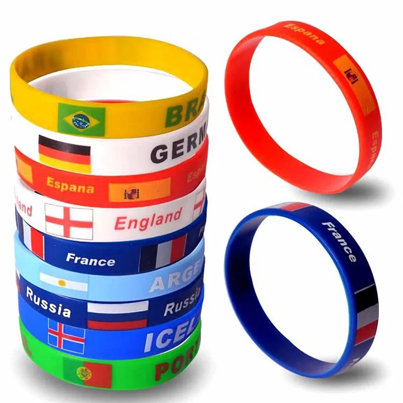 

1 Piece Silicone Men Women Country Flag Print Bracelet Sports Friendship Wristband Italy Brazil France Rubber Bangles Souvenir