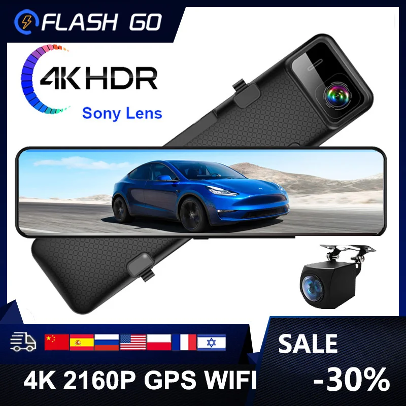 

Car Dvr 4K WIFI GPS Rear View Camera Mirror Recorder 12 Inch Dash Cam Video Track Sony IMX415 Ultra HD 3840*2160P Camera