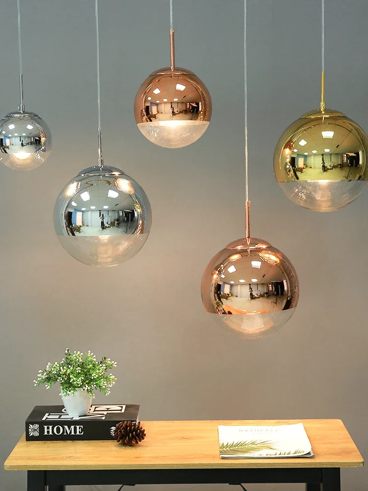 Современные подвесные светильники серебряный зеркальный шар подвесной