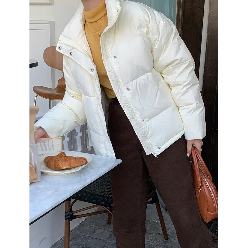 Autumn and Winter New Cotton Standing Collar Windproof Loose Jacket Thickening Warm Short Paragraph Loose Casual Down Jacket
