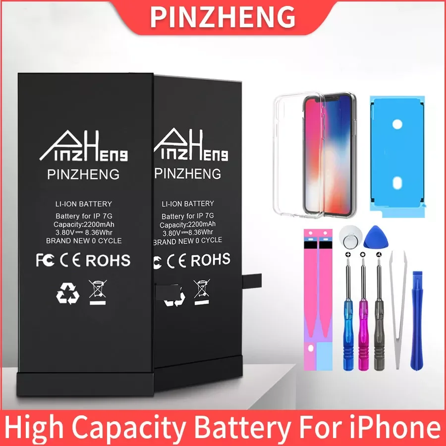 

2023New PINZHENG High Capacity Phone Battery For iPhone SE 6S 6 7 8 Plus Replacement Bateria For iPhone X XR XS 11 12 Pro Max Ba