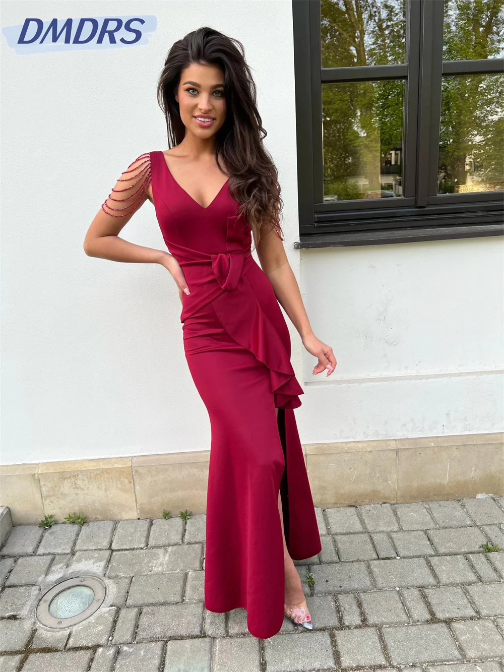 

Classic chiffon V-neck Evening Gown 2024 Fashionable off-the-shoulder A-line Dress Classic Floor-length Gowns Vestidos De Novia