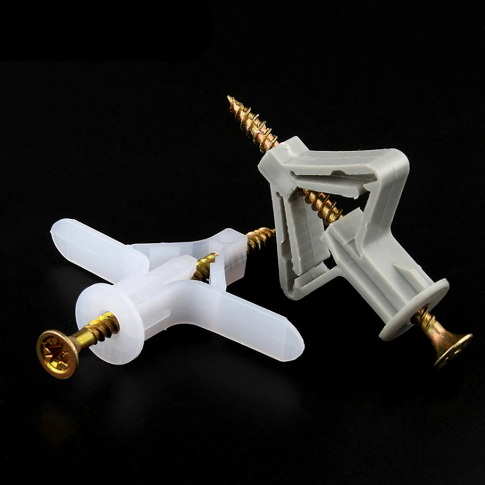 

50Set Nylon Plastic Expansion Screws Anchor Bolt Pipe Toggle Anchor With Plasterboard Wall