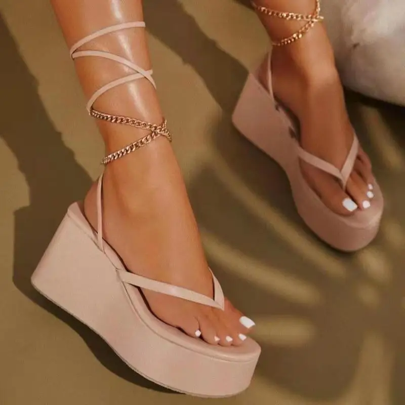 

Босоножки женские на танкетке, сандалии на платформе, открытый носок, ремешок на лодыжке, обувь на высоком каблуке, размеры 36-43, лето