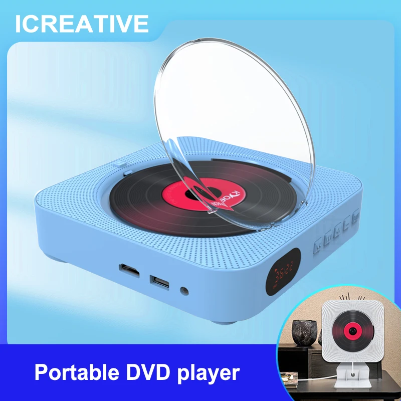 

ICREATIVE DVD Player Wall Mountable Bluetooth Portable Home Audio Box with Remote Control FM Radio for prenatal education KC-606