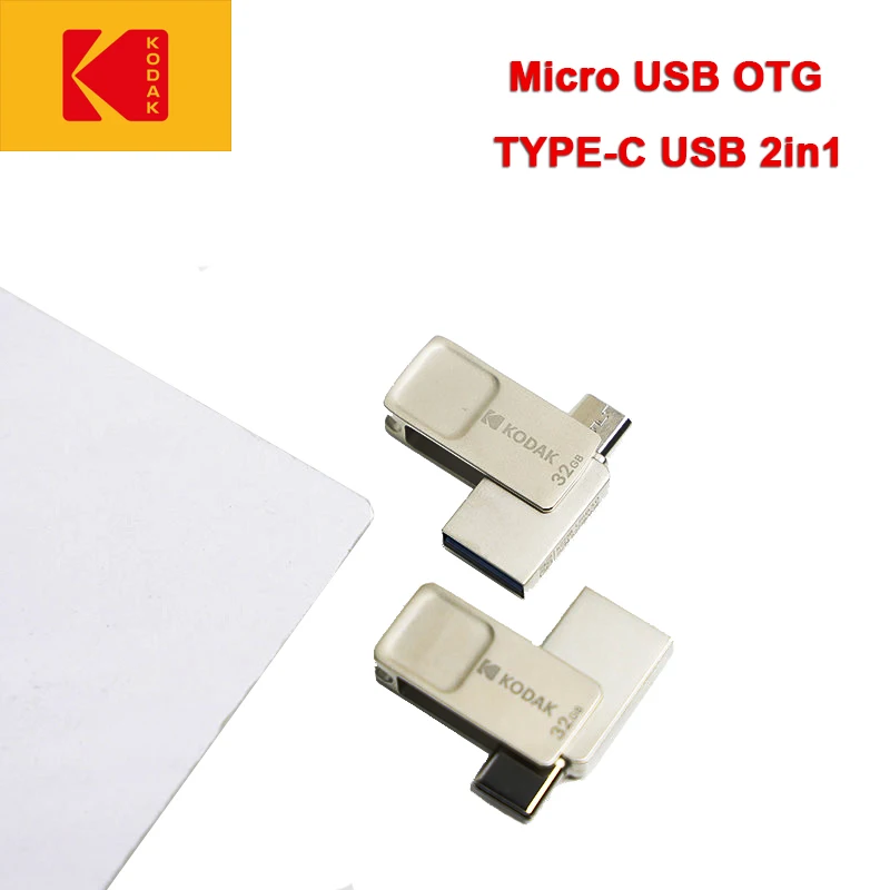 

Флэш-накопитель KODAK Micro USB, OTG, флеш-накопитель 32 ГБ, 64 ГБ, 128 ГБ, поворотная карта памяти для смартфона Type-C, Android, микро, деловой подарок