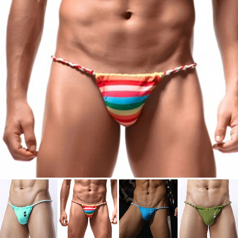

Men Underwear Sexy String Cotton Men Rope Belt Pants Brief Low Waist Gays Bikini Slips Embroidery Japanese Sumo Tanga Thongs