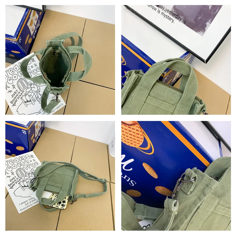 Canvas Tote Bags For Women Trend Luxury Designer Handbags Casual Shoulder Bag Eco Bag Korean Messenger Bag Y2K Satchel Purse Sac