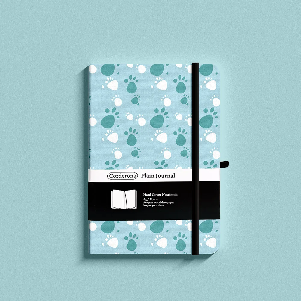 Corderona A5 160gsm Plain Notebook Blue Watercolor Hard Cover Blank Journal