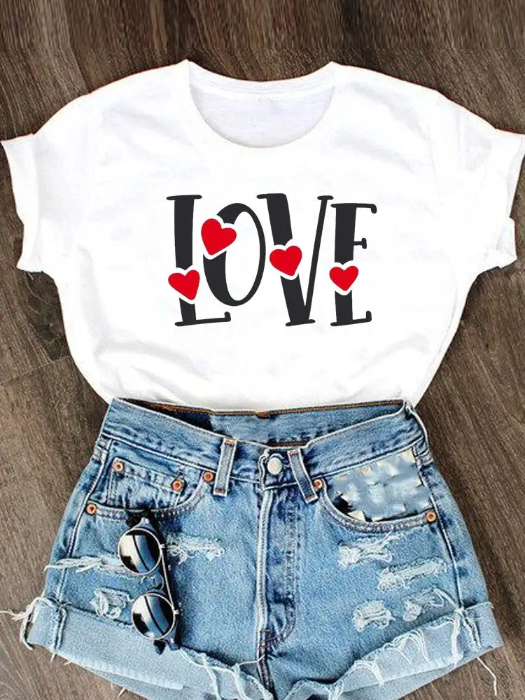 

Fashion Clothing Graphic T Shirt Clothes Women Short Sleeve Love Sweet 2022 Style 90s Summer Tee T-shirt Cartoon Female Top