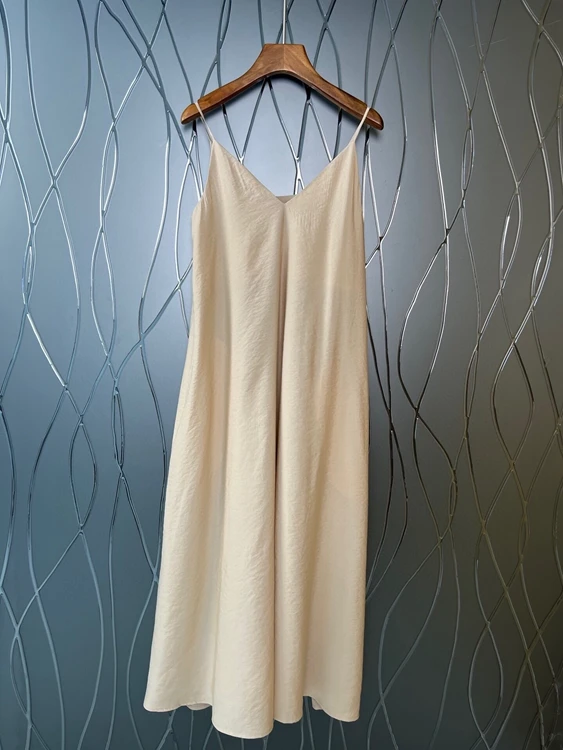 

2022 new women Fashion Sleeveless Solid Color Decorative Off Shoulder V-Neck Casual Slip Dress Dress 730