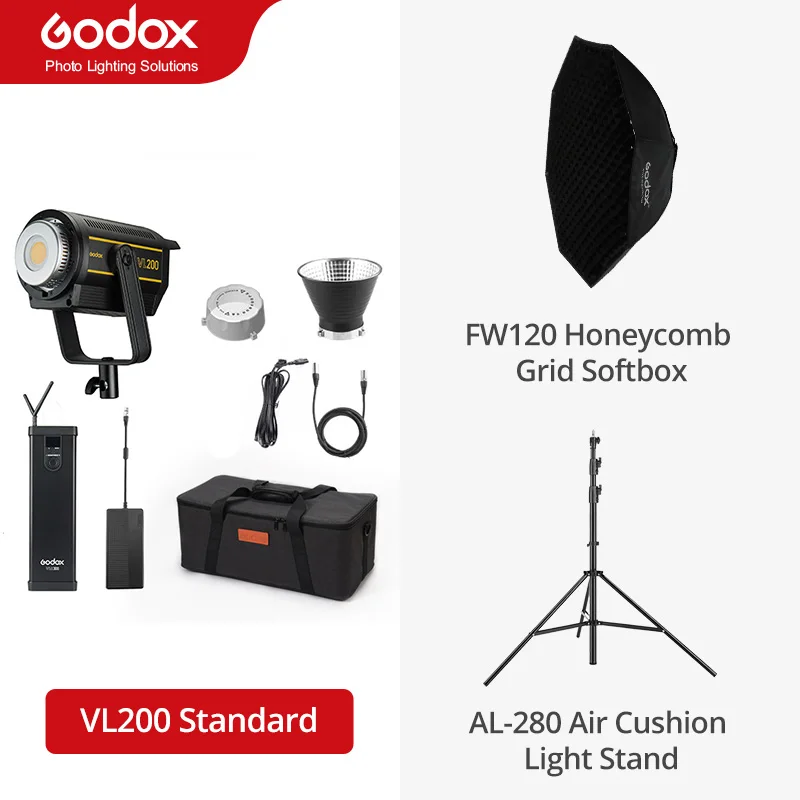 Светодиодная лампа для видеосъемки Godox VL200 200 Вт 5600K белая версия непрерывный