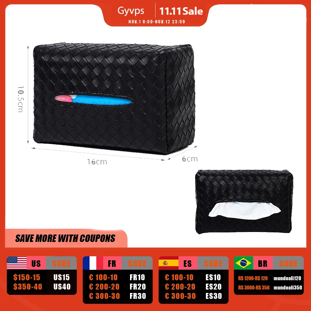 

Pu Leather Multifunction Car Tissue Box Tissue Holder Auto Hanging Type Car Tissue Paper Multifunctional Car Decoration