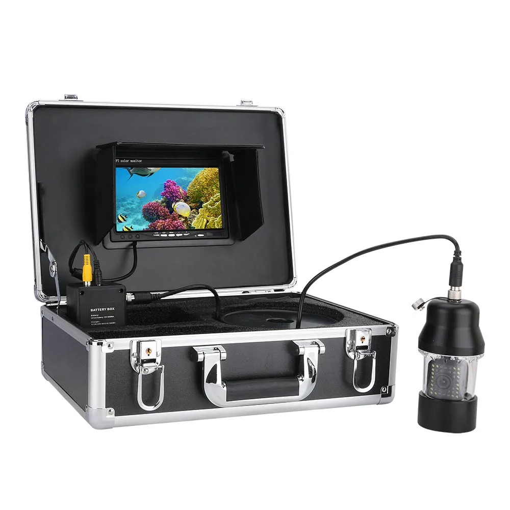 

Ip68 Waterproof 7 Inch Dvr Recorder 50m Underwater Fishing Video Camera Fish Finder 38 Leds 360 Degree Rotating Camera