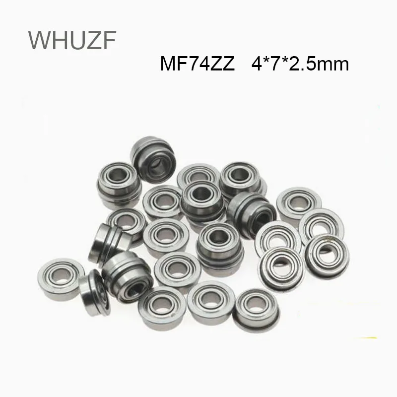 WHUZF Free Shipping 10/20/50pcs MF74ZZ Flange Bearing 4x7x2.5 mm ABEC-3 Miniature Flanged MF74 Z ZZ Ball Bearings