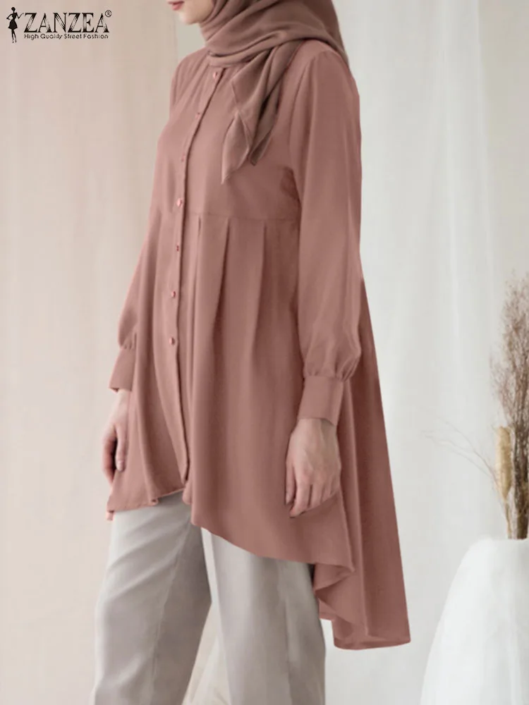 2023 модная Осенняя мусульманская рубашка ZANZEA абайя топы хиджаб одежда Женская
