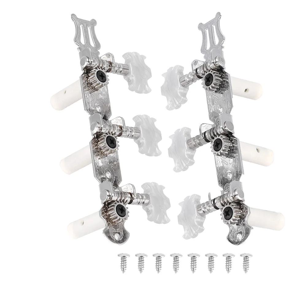 

3+3 Acrylic Classical Guitar String Tuning Peg Tuners Machine Heads Silver