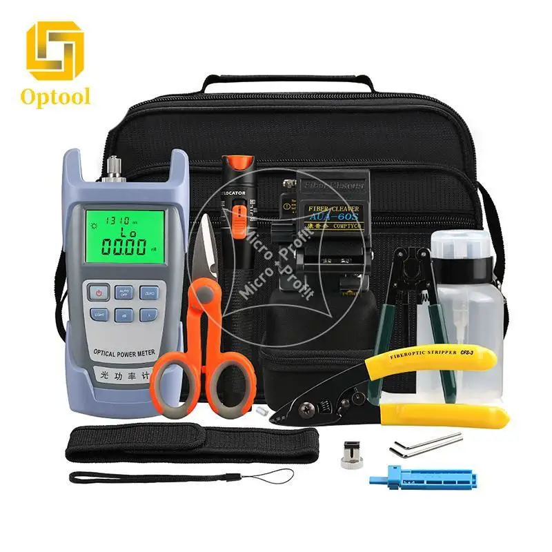 

16pcs/set FTTH fiber tool kit with fiber cleaver -70-+10dBm optic power meter fibre optica 10km vfl with cleaver aua60s