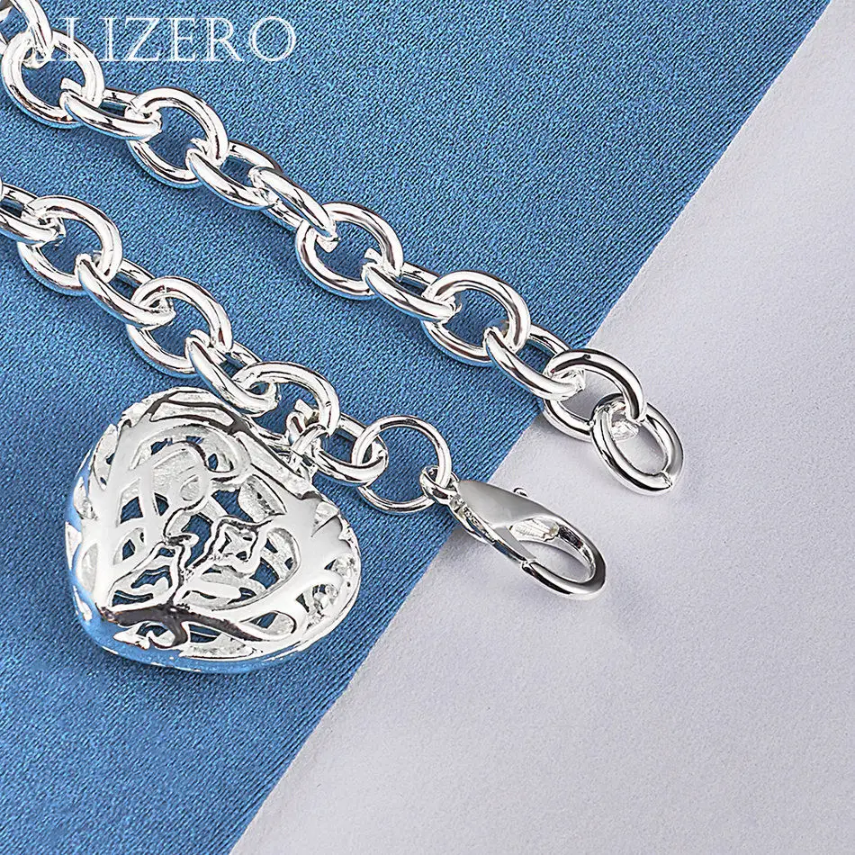 ALIZERO браслет из стерлингового серебра 925 пробы с полым сердцем и розами браслеты