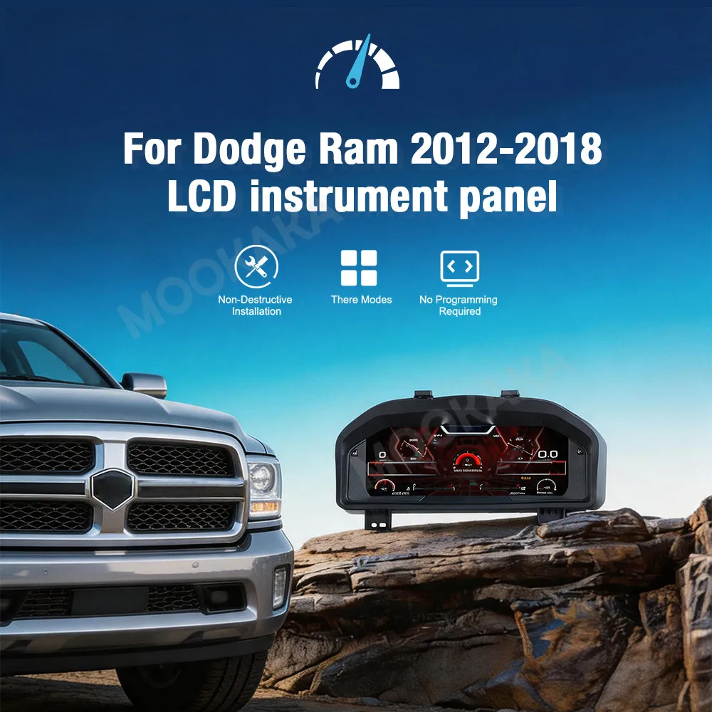 Фото Цифровая приборная панель для Dodge RAM 2012-2018, ЖК-панель приборов, спидометр, виртуальный кокпит, CarPlay, навигация, мультимедиа №2