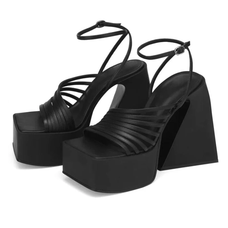 2023 Black Ladies Super Chunky High Heels Platform Sandals For Women Summer Open toe Party Thick Heeled Punk Style Shoes White