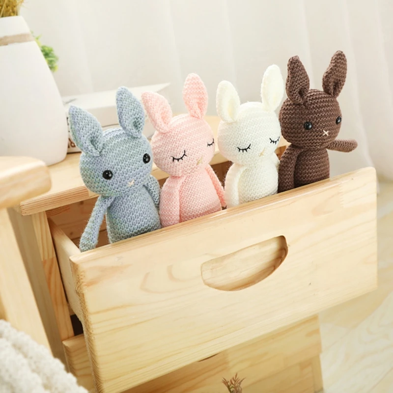 

20cm Cuddle Doll Mini Crochet Rabbit Stuffed Toy PP Cotton Filled Loneliness Comfort Baby Room Decor Photography Props
