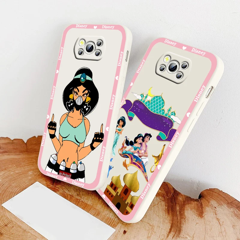 

Phone Case For Xiaomi Mi Poco X4 X3 C40 C31 C3 M4 M3 F4 F3 GT Pro NFC 5G Armour Disney Princess Aladdin Girl Liquid Rope Cover