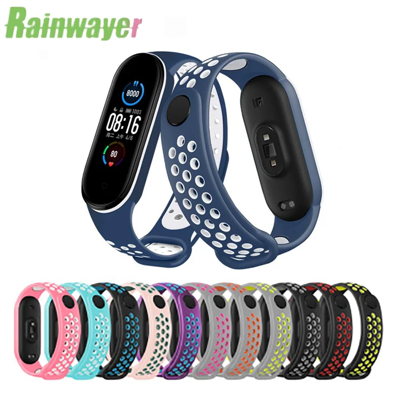 Ремешок силиконовый для Mi Band 5 спортивный сменный Браслет Xiaomi | Электроника