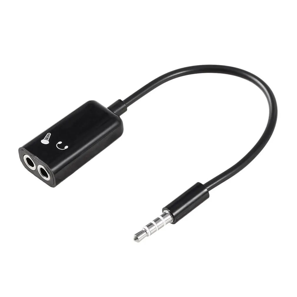 

3.5mm Mobile Phones Headphone Microphone Stereo Audio Splitter Adapter Cable For Iphone For Samsung Black Easy to Take Along