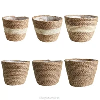 nordic handmade straw storage basket indoor outdoor flower pot plant container home living room decoration