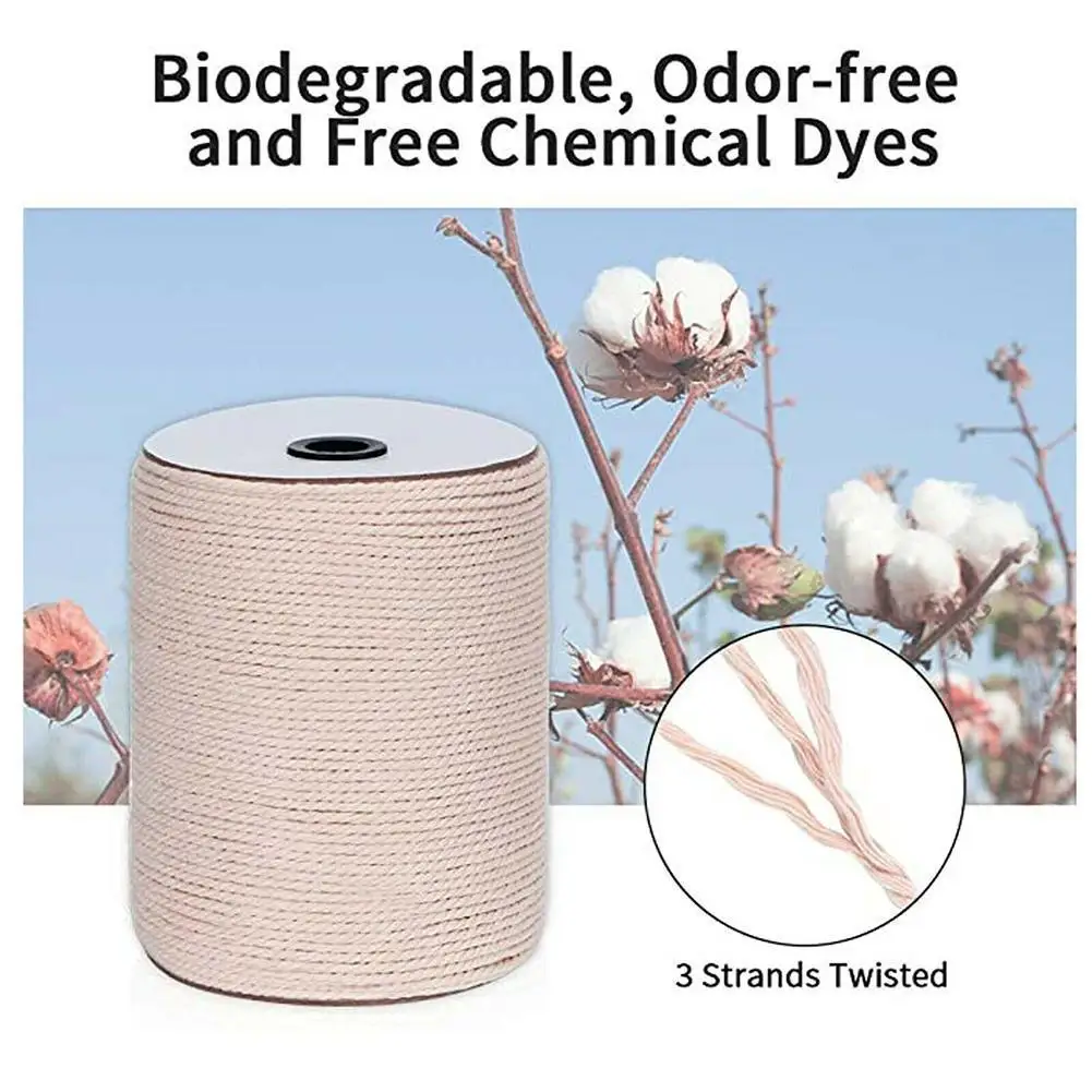 

Beige Cotton Macrame Cord Twisted Rope Craft Macrame String For DIY Handmade Craft Knitting Making Household Decoration 3mmx100m