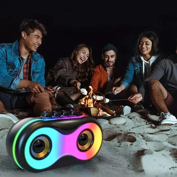 Портативный двойной динамик мини-сабвуфер Bluetooth-динамик цветная подсветка RGB