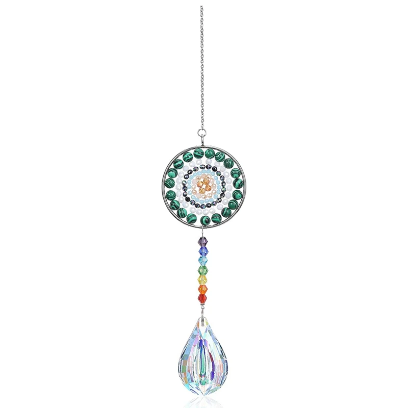 

New 7 Chakra Crystal Suncatcher Round Crystals Bead Pendant Hanging Prism Drop Sun Catchers For Windows Home Garden Decor