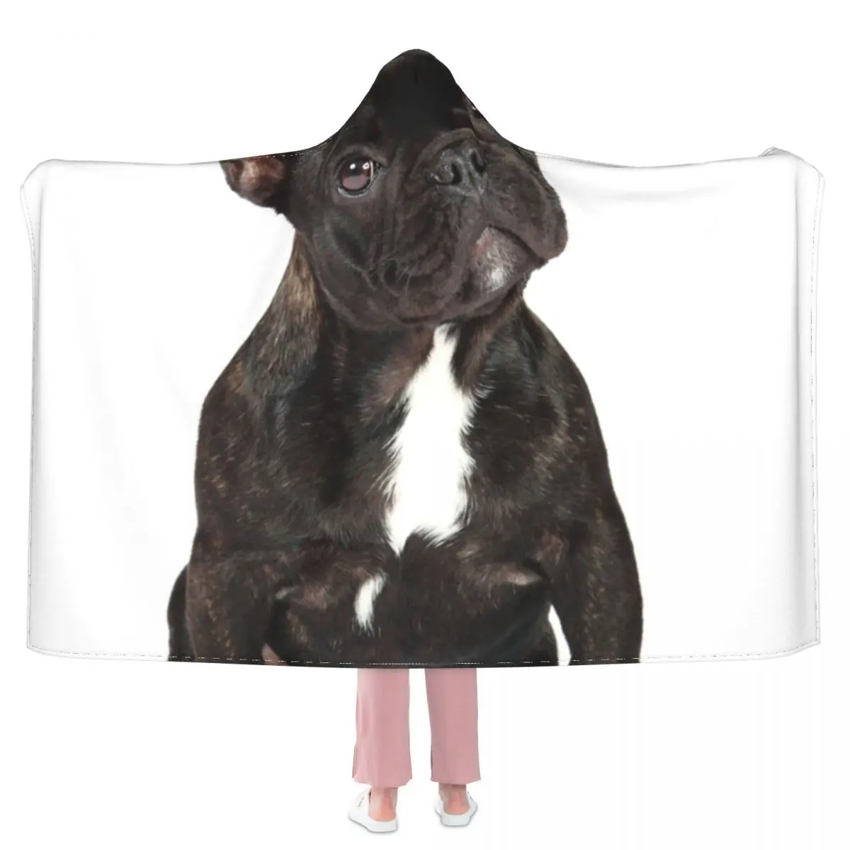 

French Bulldog Blanket Animal Cheap Cozy Hoodie Bedspread Fleece Camping Super Soft Blanket