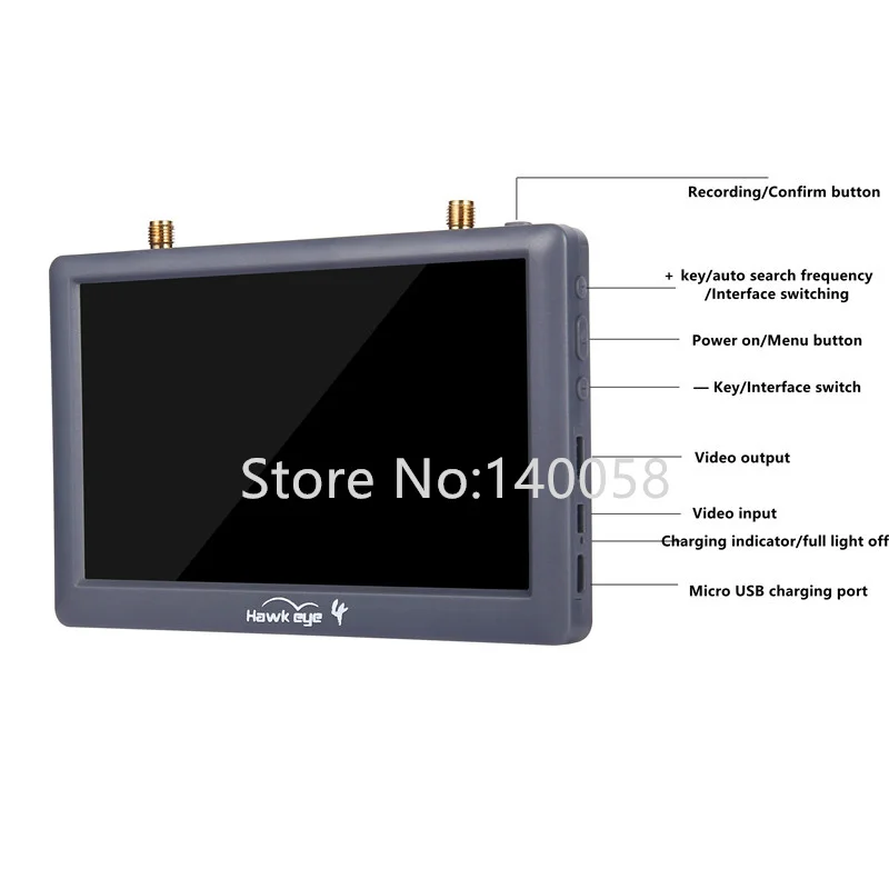 Фото Hawkeye Small Pilot 4, 5,8G, 48 каналов, двойной приемник, 5-дюймовый монитор, встроенный двойной приемник, дисплей, передача изображения FPV №4
