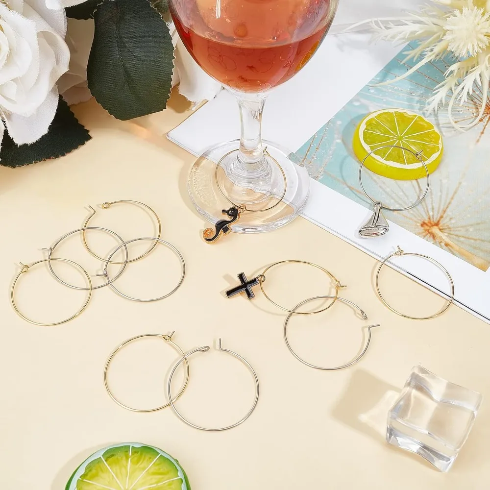 80 шт. 2 цвета серьги-кольца с бисером очаровательное кольцо в виде бокала для вина