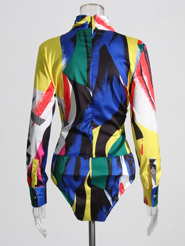 Женское боди-туника с V-образным вырезом и длинным рукавом