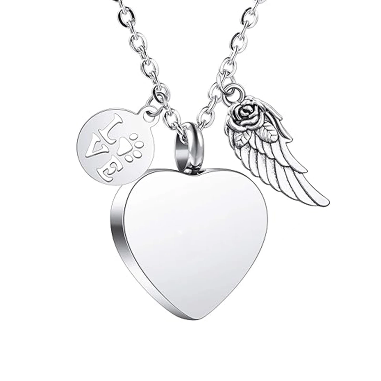 Ожерелье с подвеской в виде урны форме сердца из нержавеющей стали имя/дата на