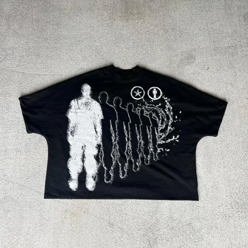 Футболка мужская оверсайз с надписью модный готический Свободный Повседневный