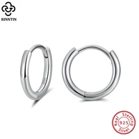rinntin genuine 925 sterling silver brief mini hoop earrings for women minimalism round geometric earings jewelry gifts ape37