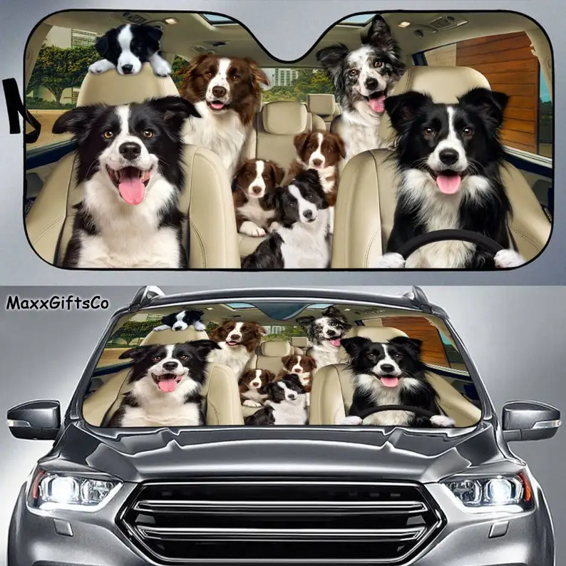 

Автомобильный солнцезащитный козырек Border Collie, солнцезащитный козырек Border Collie для всей семьи собак, автомобильные аксессуары для собак, укр...