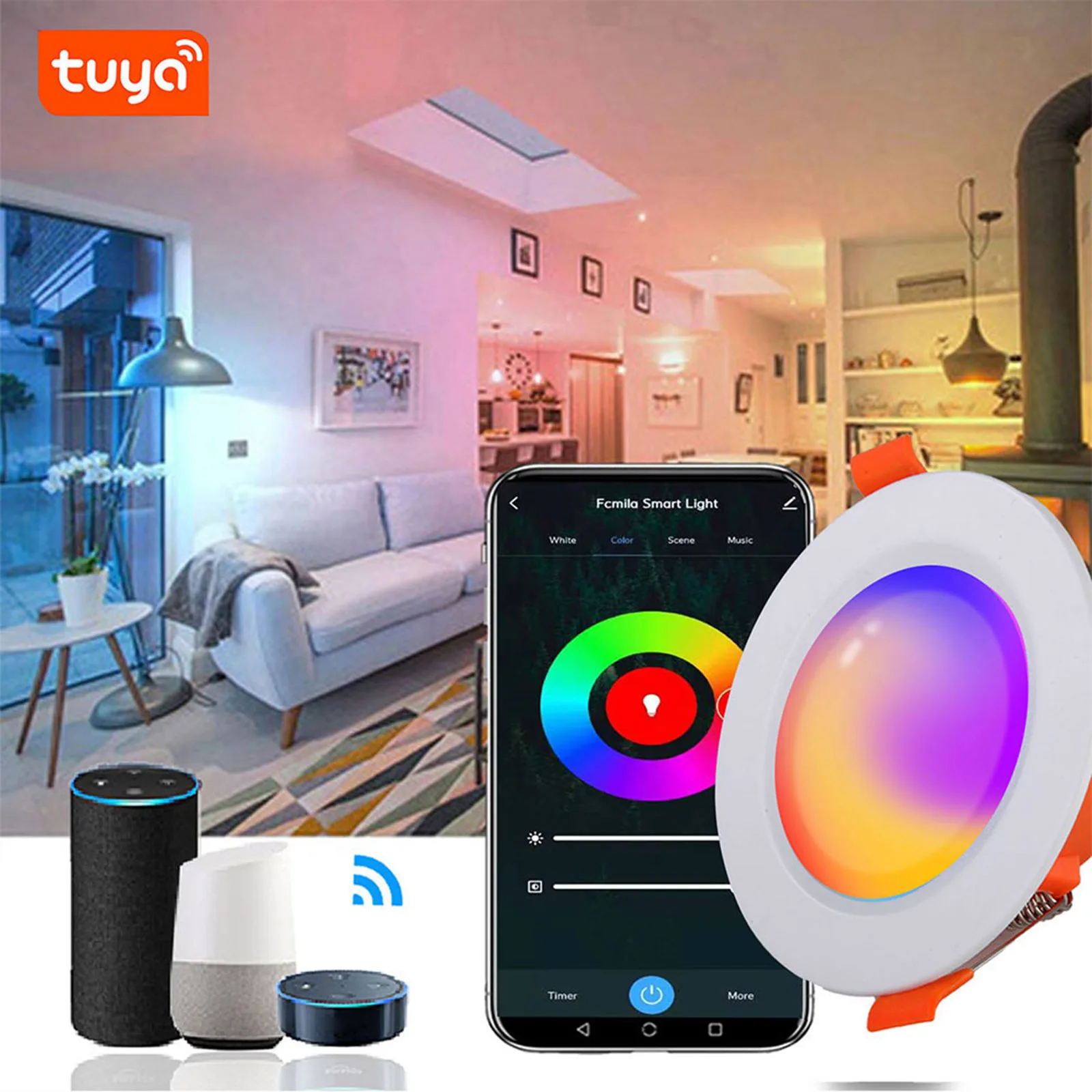 

Светодиодные потолочные светильники с Wi-Fi, 6 Вт