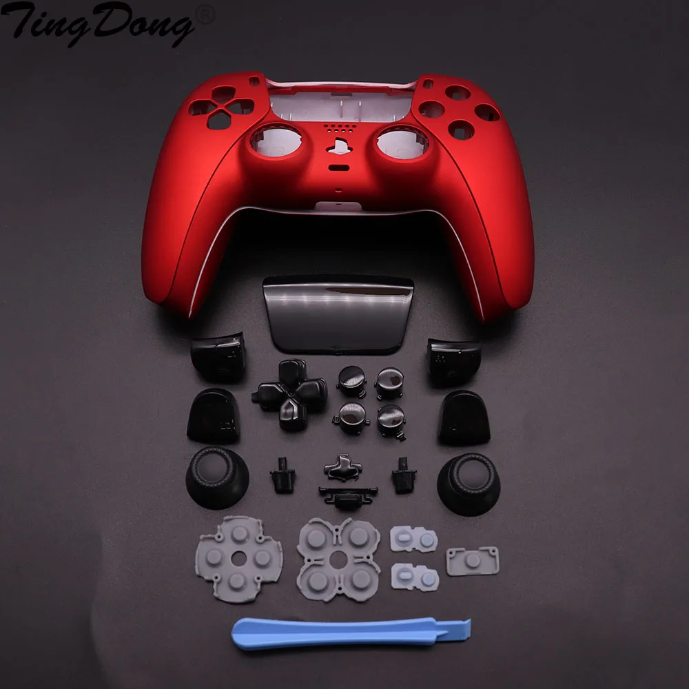 

TingDong PS5, сменная Крышка корпуса контроллера, лицевая панель, передние и задние кнопки, Декоративная полоса для DualSense 5