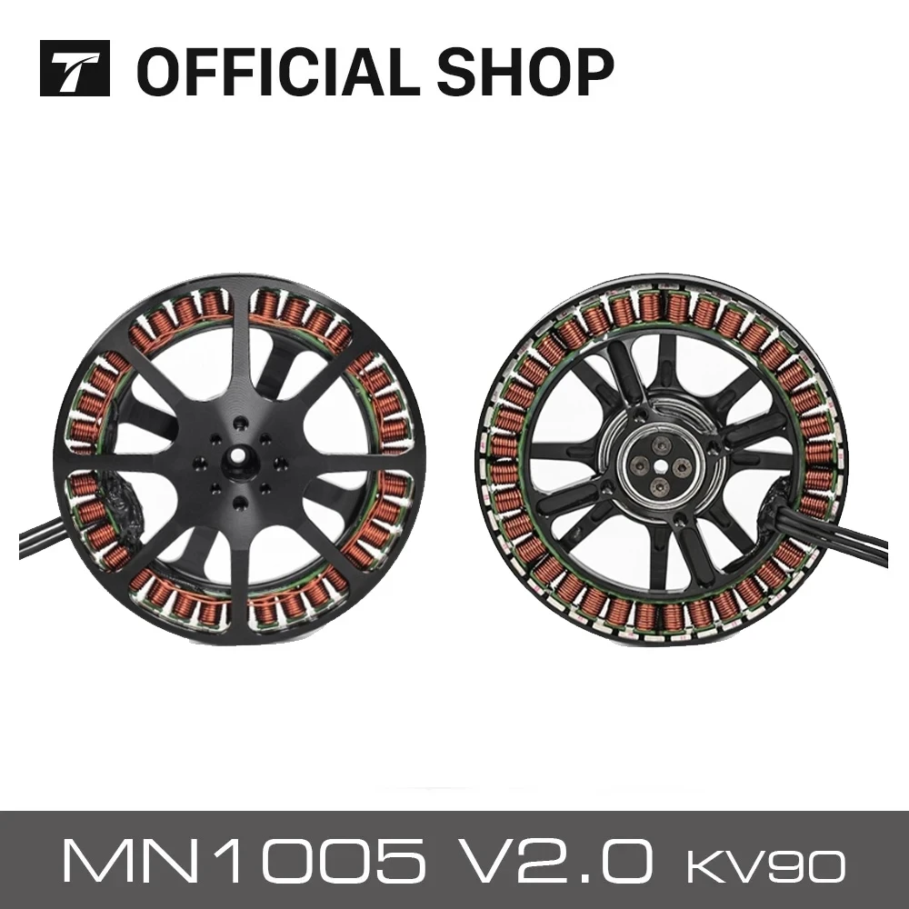 Фото Бесколлекторный двигатель T-MOTOR MN1005 V2.0 KV90 1500W 12S 48V для мультироторных БПЛА и VTOL дронов (тяга 10-20 кг) №4
