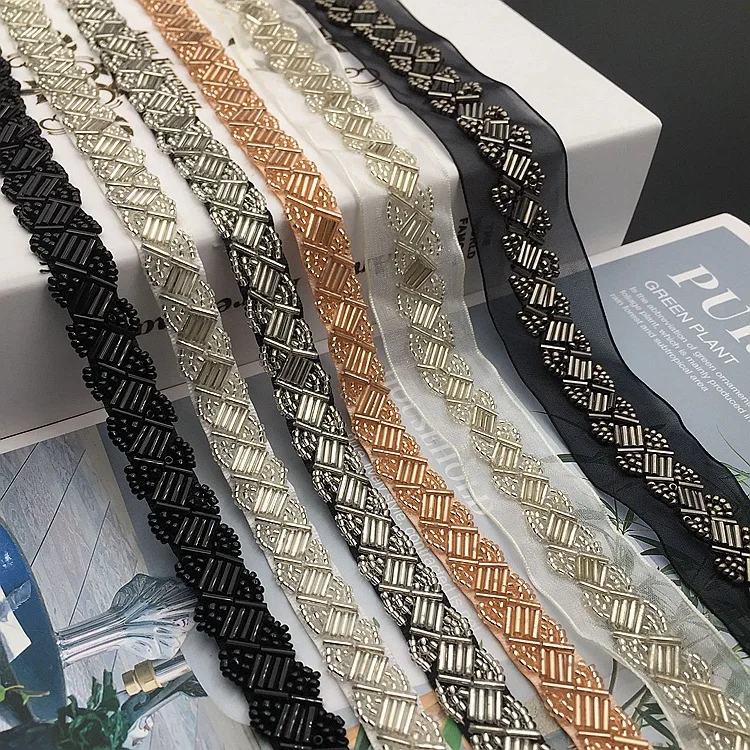 

3 yards/roll hand nailed beaded edging Decorative accessories DIY clothing accessories nailed beaded barcode beaded lace