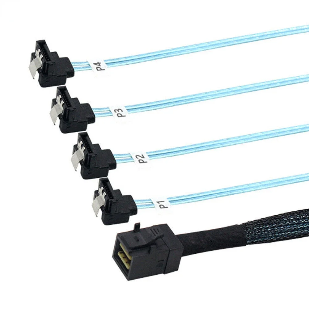 Высокоскоростной соединительный серверный кабель MINI SAS SFF-8643 с 4 портами SATA 90