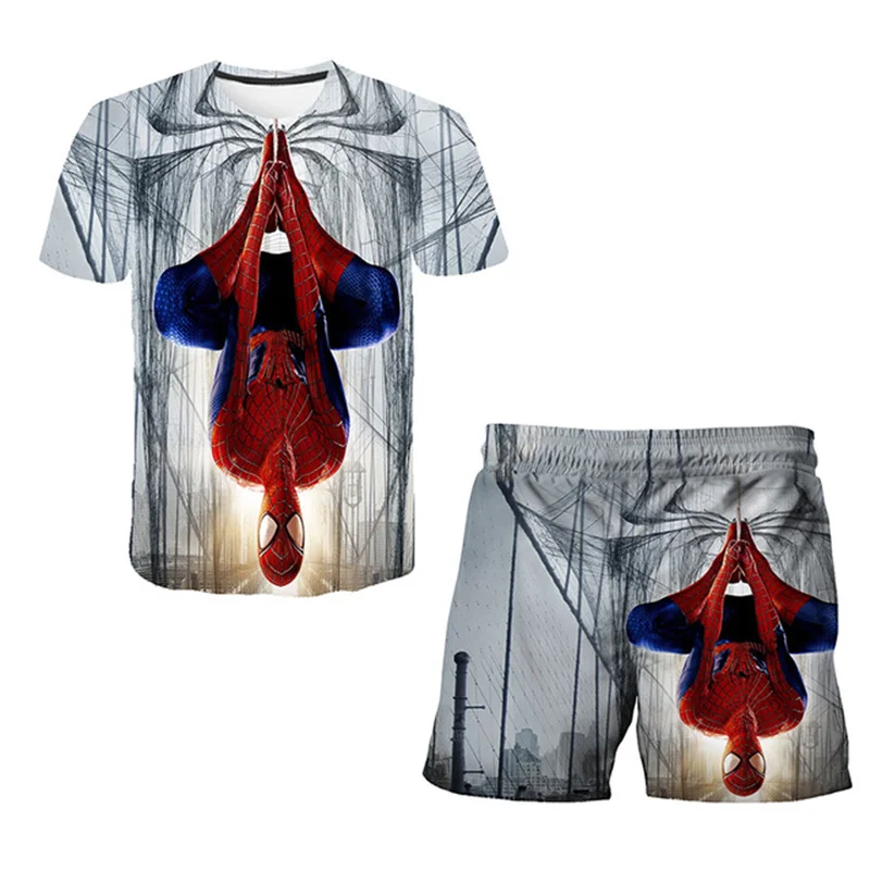 

New Fashion Mαrvel- Spidermαn T Shirt Sets Kids Summer Children harajuku O-neck Tshirt Baby Boys Kids Casual Tops Girls Suit