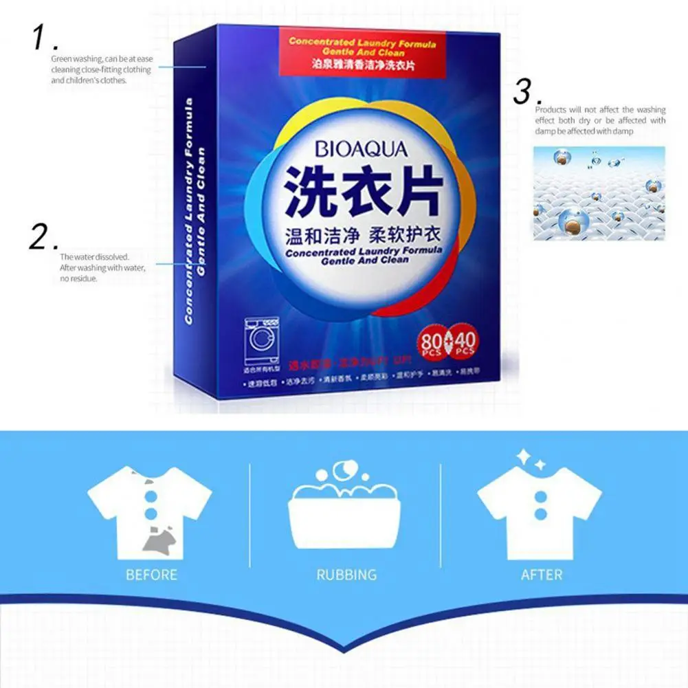 

Useful Laundry Tablets Strong Decontamination Gentle Laundry Cleaning Sheets Laundry Detergent Sheets 40Pcs