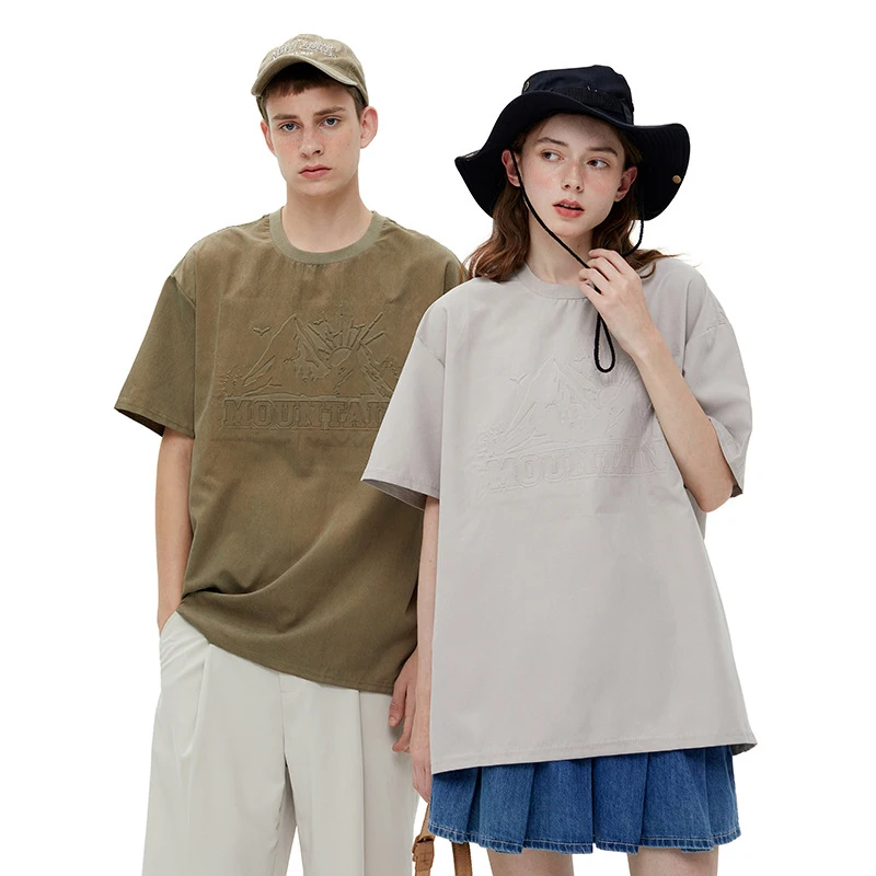 

Парная одежда ASHLIMO, летняя футболка с рельефным принтом для мужчин, уличная одежда в стиле Хай-стрит в стиле Харадзюку, простая женская футболка оверсайз с коротким рукавом